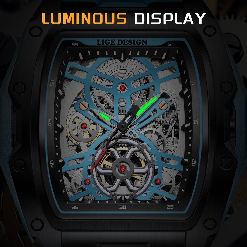LIGE Men Watches Fashion Creative Mechanical Automatic Watches Luxury 50M Waterproof Luminous Man Watch Business Reloj Hombre