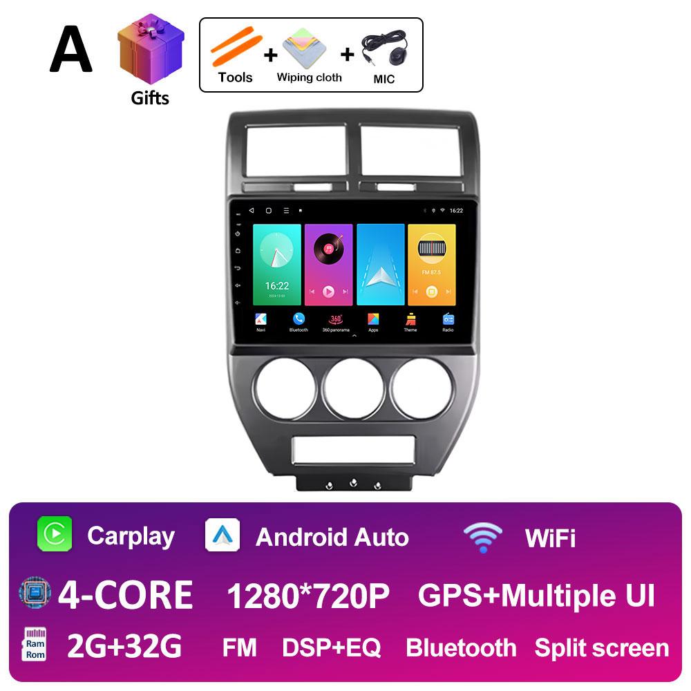 WIFI Android 14 Wireless Carplay For Jeep Compass 1 MK 2006 2007 2008 2009 2010 Car Multimedia Audio Video Player GPS Navigation