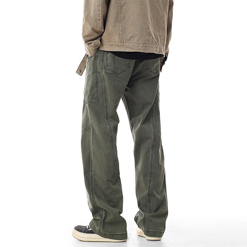 VUUG Men's American Retro Washed Cargo Straight-Leg Pants