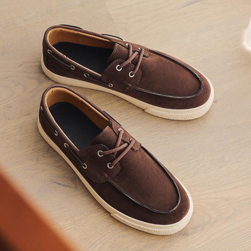 Fashion Men's Leather Casual Loafers All-match Wedding Dress Shoes 2025 New Stylish Moccasins Shoes Suede Shoes High Quality Men's Flats