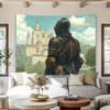 Glam Style Knight and Castle Tapestry, Polyester Wall Hanging for Living Room, Bedroom, Home Decor, Party Decoration, Of