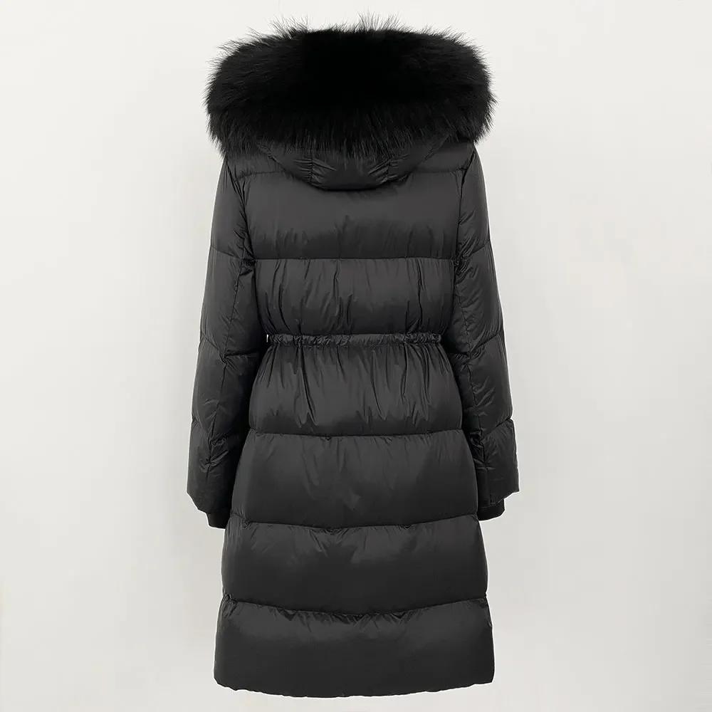 OFTBUY 2024 Winter Jacket Women Natural Real Fox Raccoon Fur Collar Hooded White Duck Down Coat Thick Warm Streetwear Casual