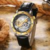 New Men's Watch Tourbillon Mechanical Watches Transparent Hollow Automatic Self Wind Watches Leather Band Skeleton Relojes