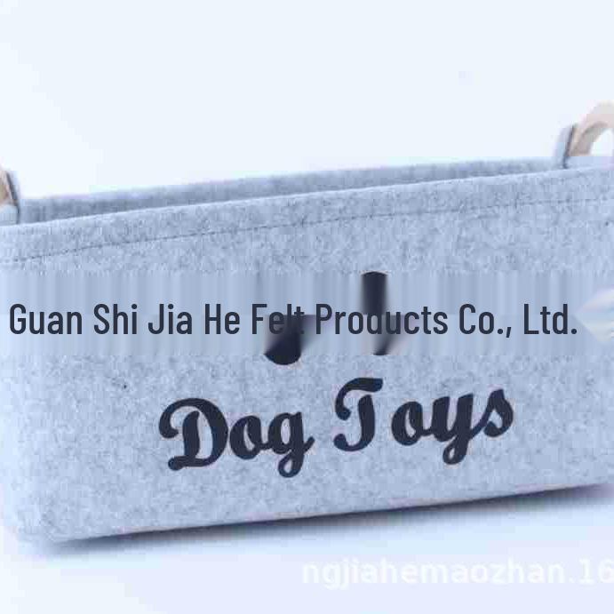 Felt Toy Storage Box with Wooden Handles - Multi-Size Square Design for Home or Pet Use