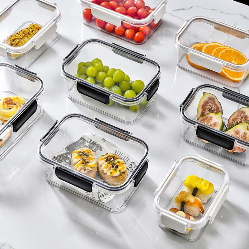 3 Größen Kühlschrank Aufbewahrungsbox Klar Versiegelt Rechteckig Frischhalteboxen Lebensmittel Gemüse Obst Lunchbox Küchenorganisator