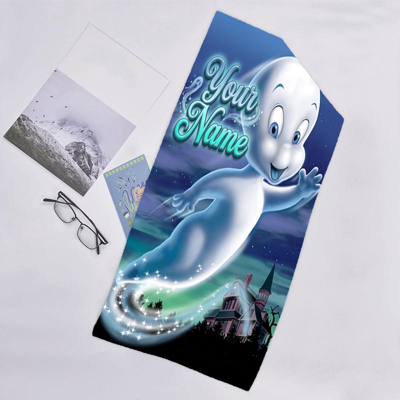 1pc Casper Beach Towel with Custom Name, Beach and Seaside Swimming Pool Equipment, Fashion Pattern, Rectangular, Travel Essential