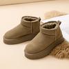 Muffin Schneestiefel mit dicker Sohle Damen Echtleder Winter Neu Rutschfest Erhöhend Baumwollschuhe Warm und Samt Kurze Stiefel