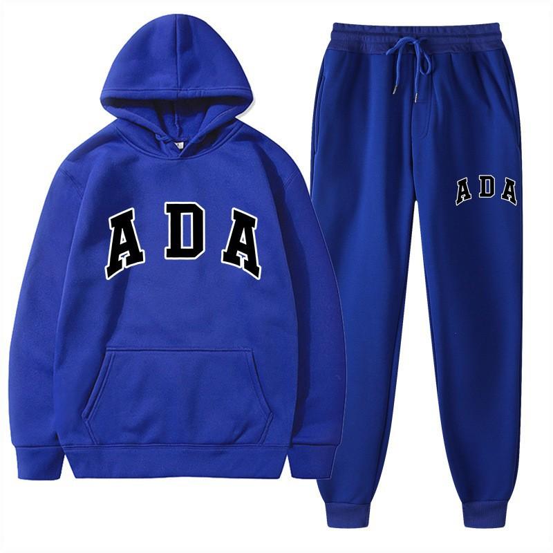European and American Hot Casual Versatile Letters Loose Hooded ADA Sweater Velvet Men's and Women's 2-piece Set