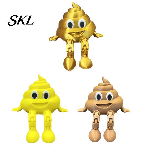 Movable Joint Poop Ornament 3D Printed Figurines with Articulated Legs, Cute Desk Shelf Sitter Figure Statues, Joints Fidgety Toy for Home Office