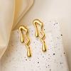 Vintage Gold Color Irregular Geometric Earrings For Women Stainless Steel Ginkgo Leaf Love Heart Shaped Earring Party Jewelry