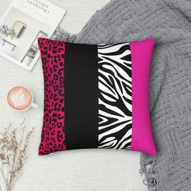 Hot Pink Zebra Stripes Pillowcase Polyester   Pattern Zip Decor Room Cushion Cover