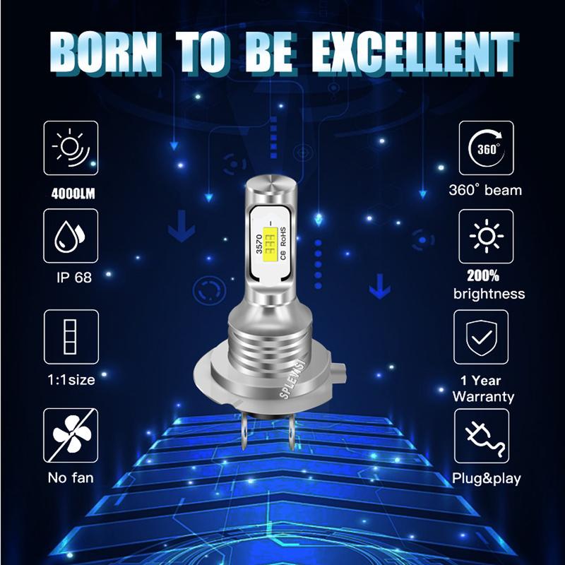 LED Headlight Low Bulb White  perfect beam pattern replicate the factory halogen For Nissan Qashqai J10 2006 2007 2008 2009-2013