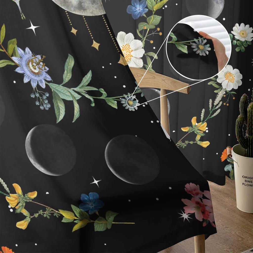 Månskensblomma Vintage Tarot Stjärnor Voile Skira Gardiner Vardagsrumsfönster Tyllgardin Kök Sovrum Draperier Heminredning