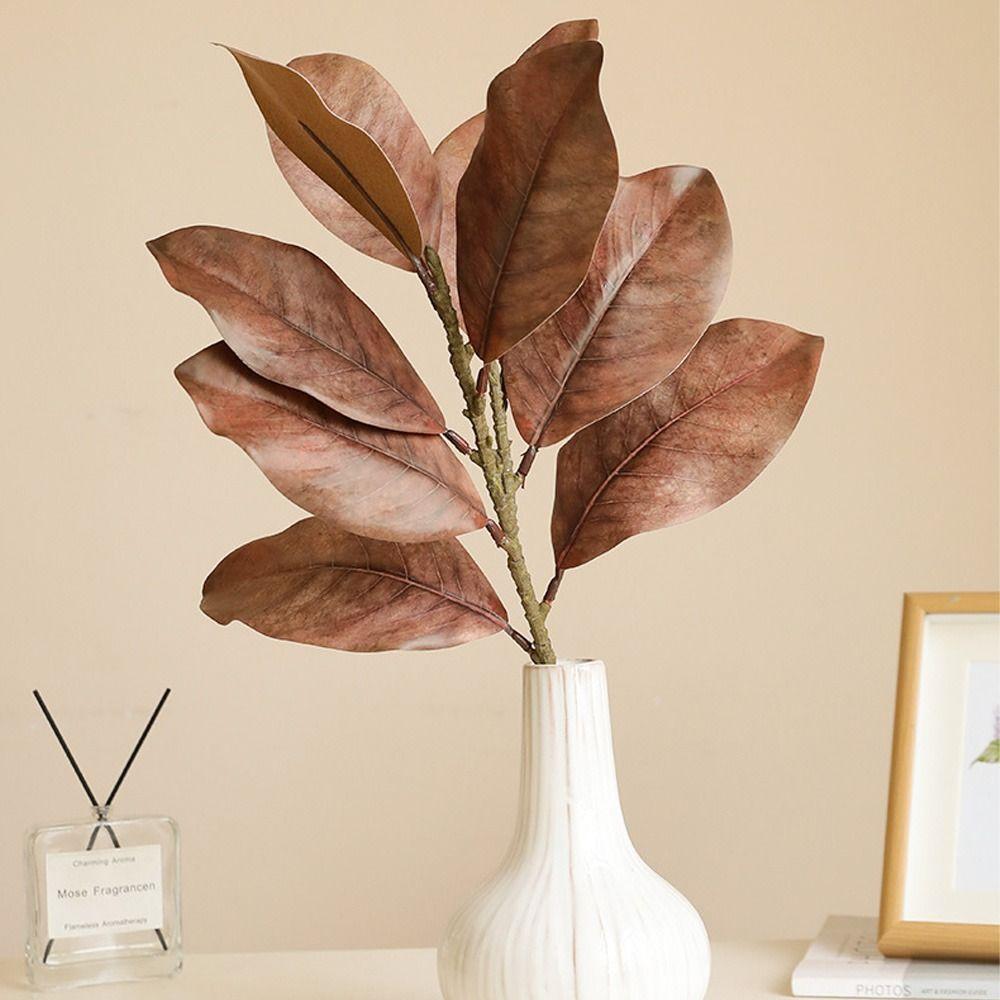 Real Touch Artificial Magnolia Leaf Branches Lifelike Simulated Green Plants  Outdoor Garden Decor