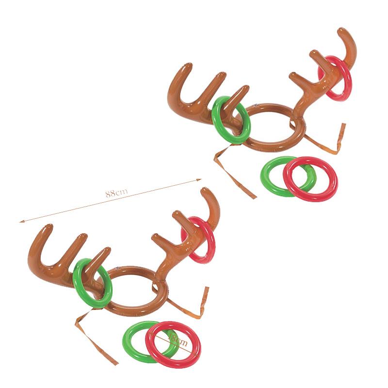 DIY Xmas Kids Gift Christmas Game Inflatable Funny Reindeer Antler Hat Ring Toss Navidad Natal New Year Outdoor Inflated Toys