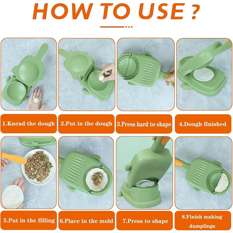 3 In 1 Dumplings Maker,Multifunctional Manual Dumpling Skin Presser,Dumpling Mold Tool,Making and Pressing Dumpling Skin Machine for Kitchen