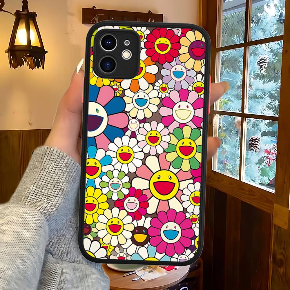 T-Takashi Blume M-Murakami Handyhülle Für IPhone 16 15 14 13 12 11 Pro Max XS Max X Plus Matt Stoßfeste Hülle