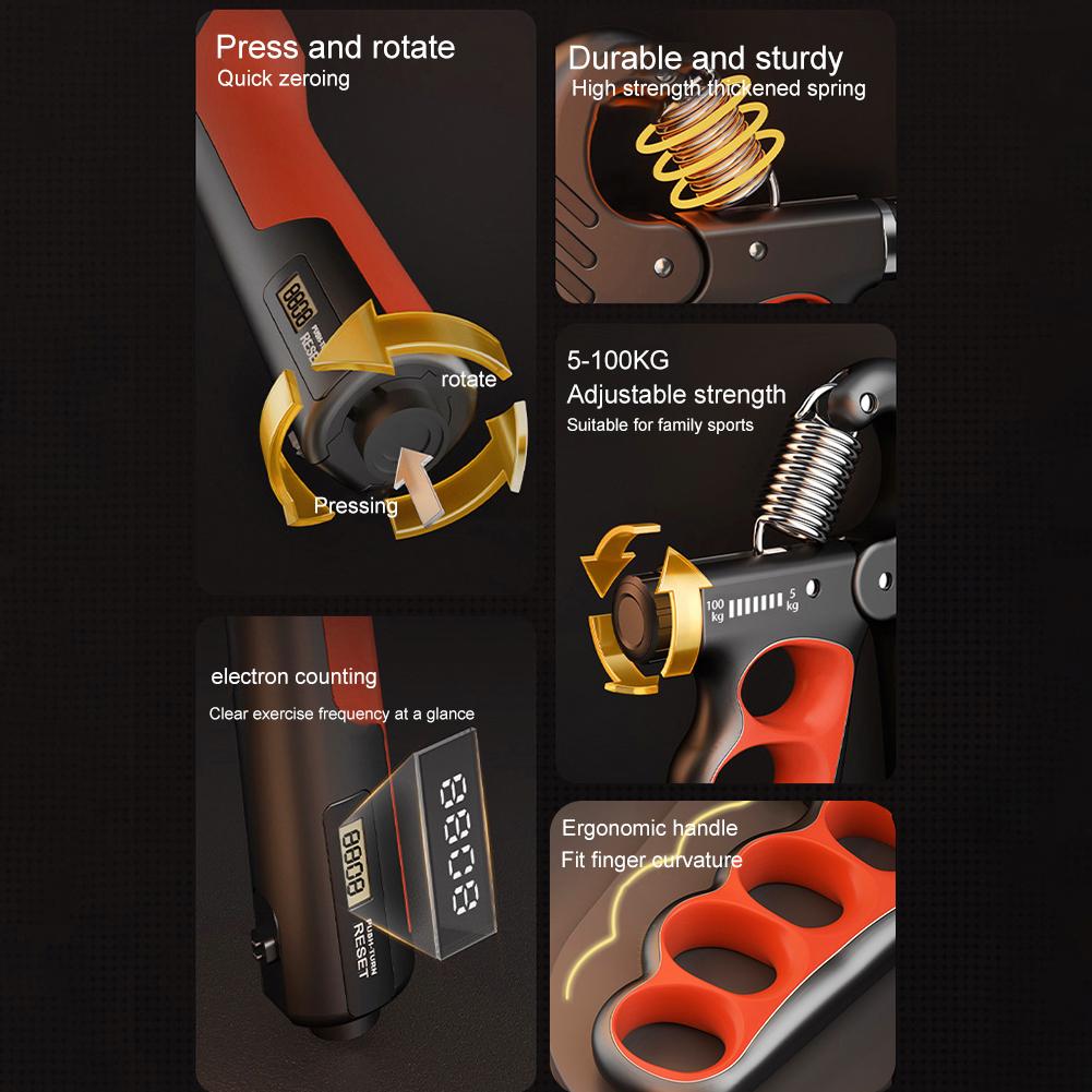 5-100kg Grip Strength Trainer Adjustable Fingers Exerciser Muscle Enhancement Trainer Portable Fitness Hand Grip Strengthener