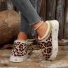 Leopard Thick Bottom Indoor Slippers For Women 2025 Winter Warm Thick Plush Home Slippers Comfort Platform Metal Rivet Slides