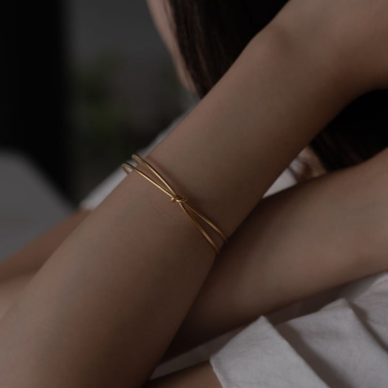 Youngglow Silver925 Knot Bangle Bracelet (2color)