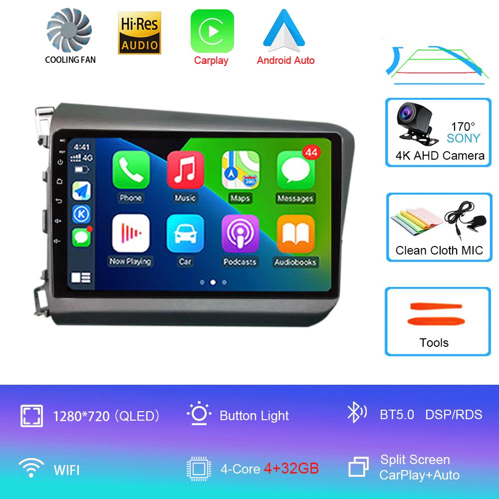 Android 14 For Honda Civic 2012 2013 2014 2015 Car Radio Multimedia Video Player Navigation Stereo GPS Carplay Android Auto WIFI