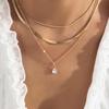 European American Cool Style Stacking Diamond Clavicle Necklace - Sweet, Simple Metal Water Drop Design