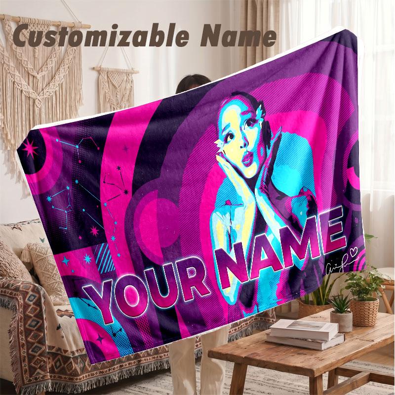 Custom Name Flannel Blanket,Ariana Grande Lightweight Warm Bed Blanket For Couch & Holiday Gift