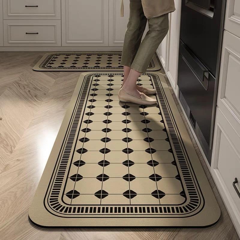 Küchenteppich Diatomeenerde Wasserabsorbierend Rutschfest Fußmatte Diamant Retro Amerikanischer Stil Heimdekoration Teppich Alfombra
