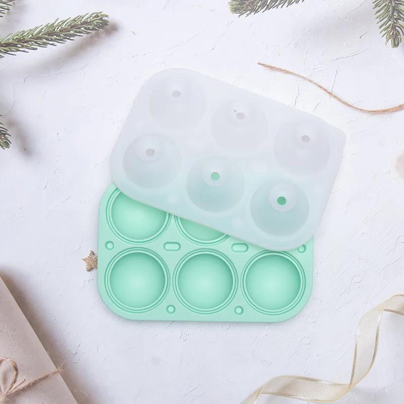 6 Cavitie Circular Ice Hockey Mold Silicone Ice Cube Mold DIY Ice Ball Round Jelly Making Mould For Cocktail Whiskey Drink Molde