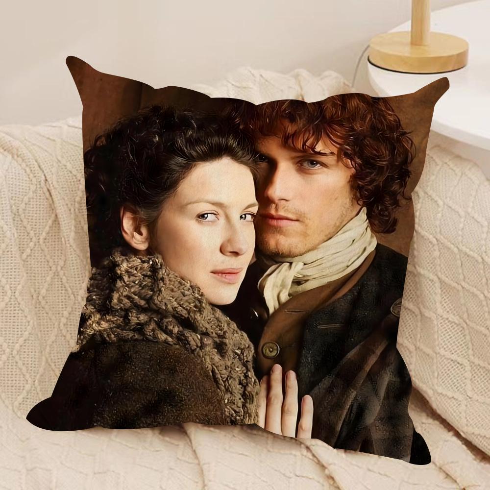 Tv Series O-Outlander Cushion Cover Soft Plush Fabric Double-Sided Printed Sofa Cushion Cover For All Seasons Home Decor Gift