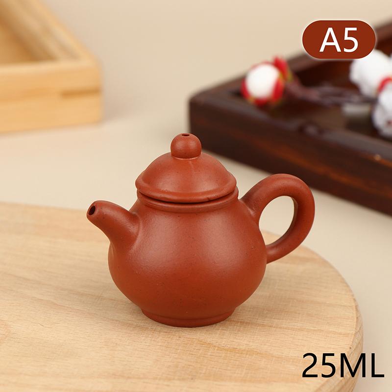 25Ml Enameled Pottery Teapot Pocket Hand Teapot Handstand Fingertip Kettle Tea Pet Dark-Red Enameled Pottery Teaset Accessories