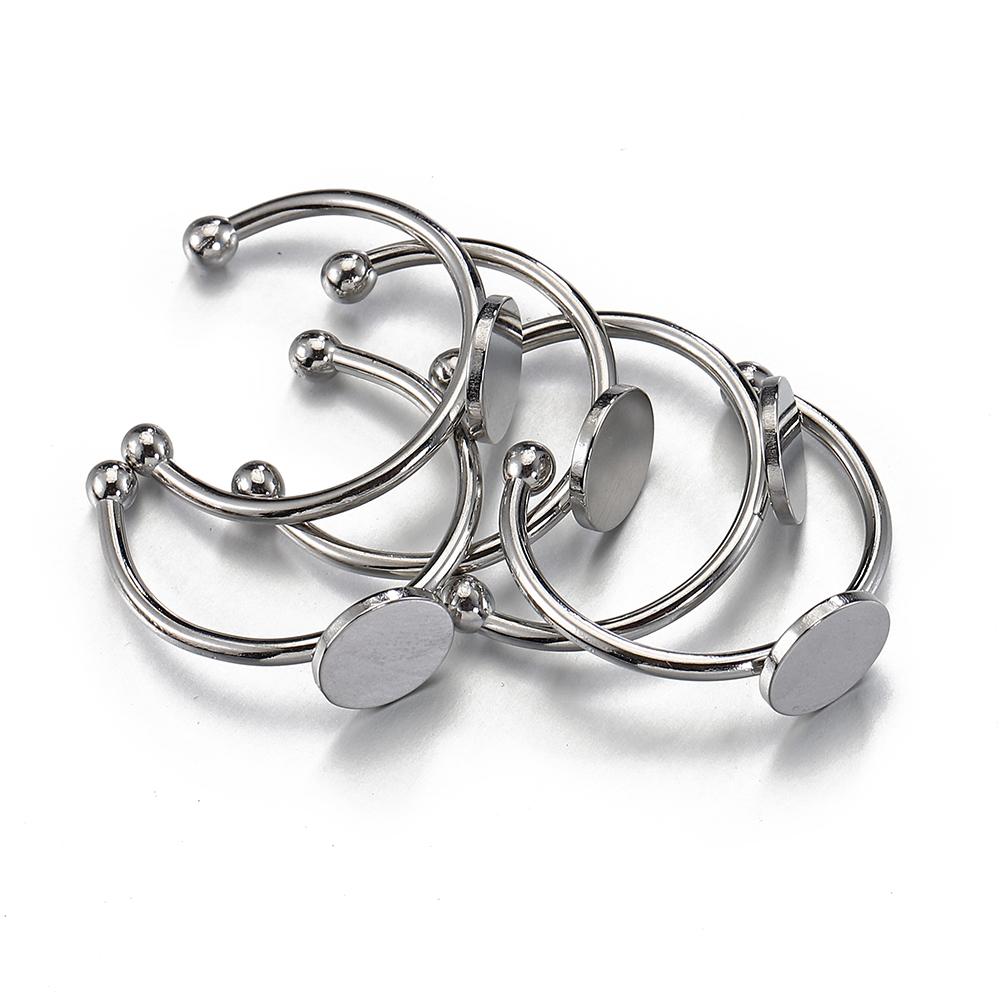 5 Stück Edelstahl-Rohlinge für offene Ringe in Goldfarbe mit Cabochon-Kamee-Fassungen in verschiedenen Größen für die Schmuckherstellung (DIY-Ringe)