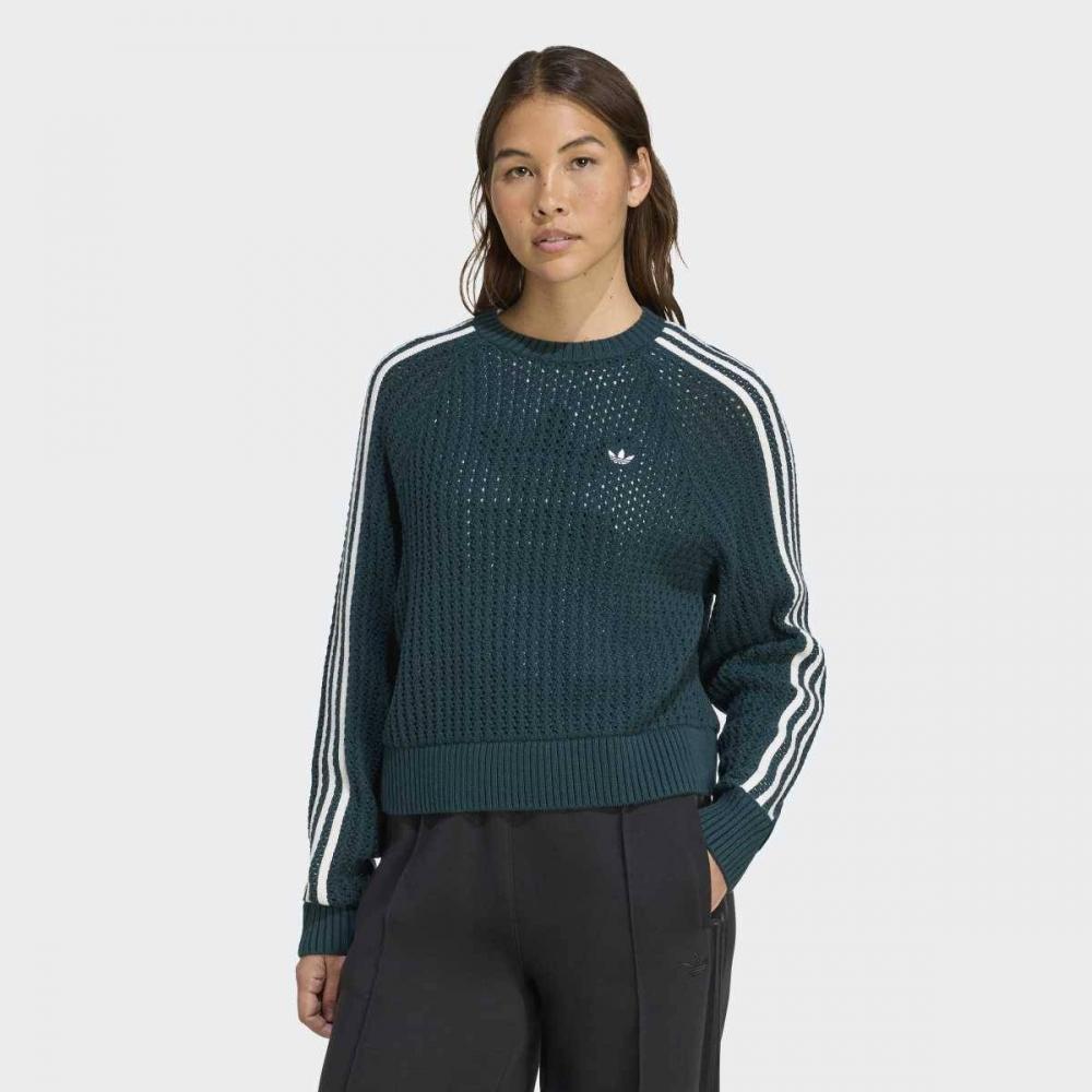 AdidaS Women S Adicolor Knitted Crew SweatShirt Green  Jx5247 AS(90)