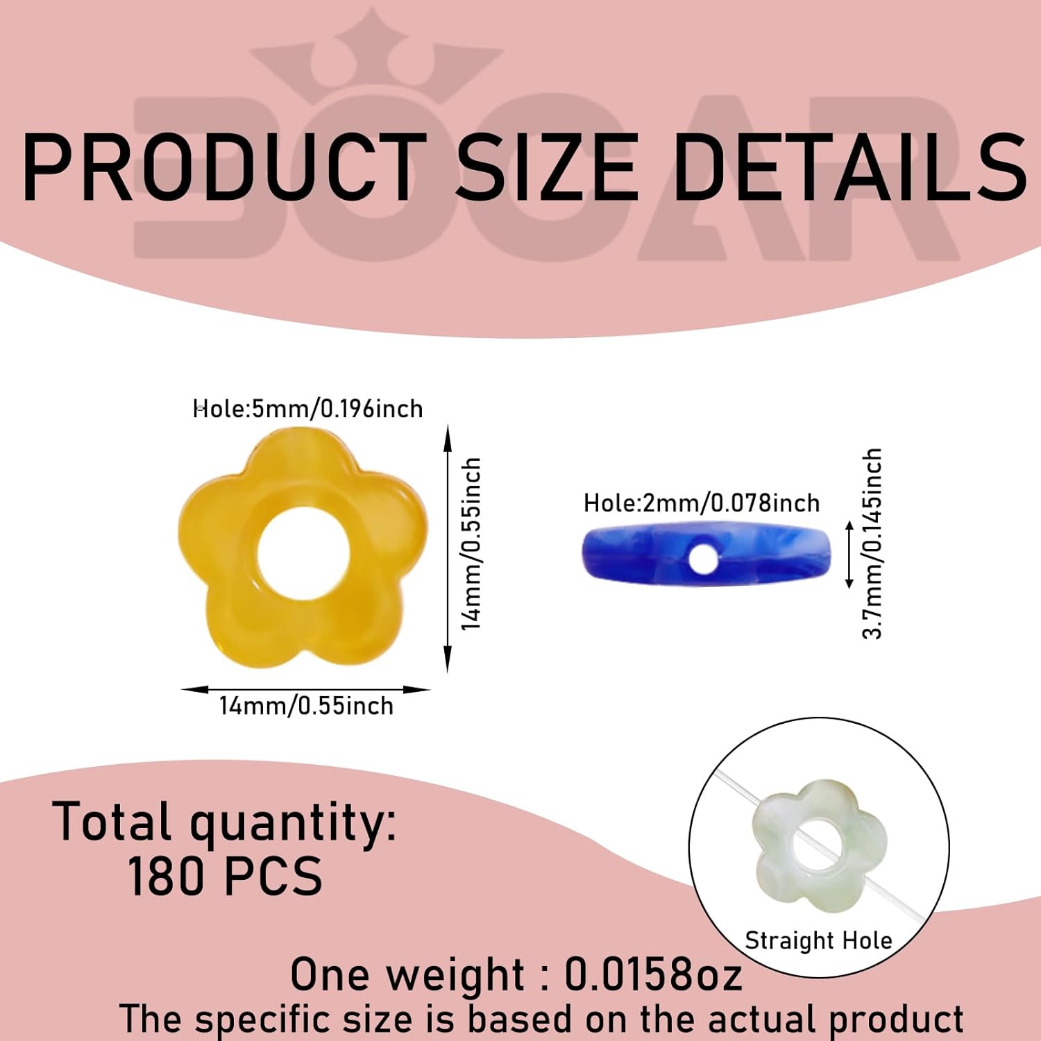 

Bocar 8 цветов в миксе 180 шт. акриловые бусины в виде цветков, полые бусины в виде цветков, разделительные бусины россыпью для DIY ремесла, красочное радужное ожерелье, серьги, браслет 50