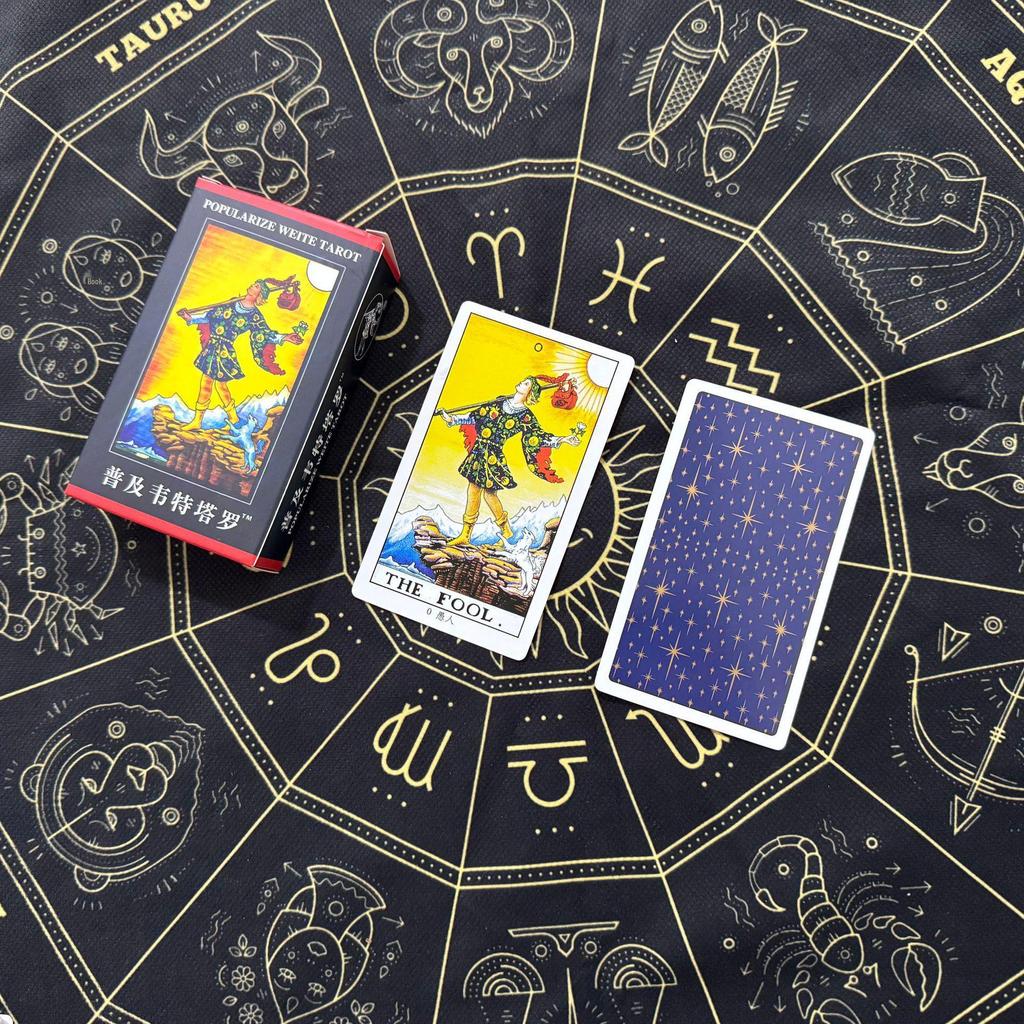 Gold Foil Waterproof PVC Tarot Cards - Color Printed Table Game with Hot Stamping