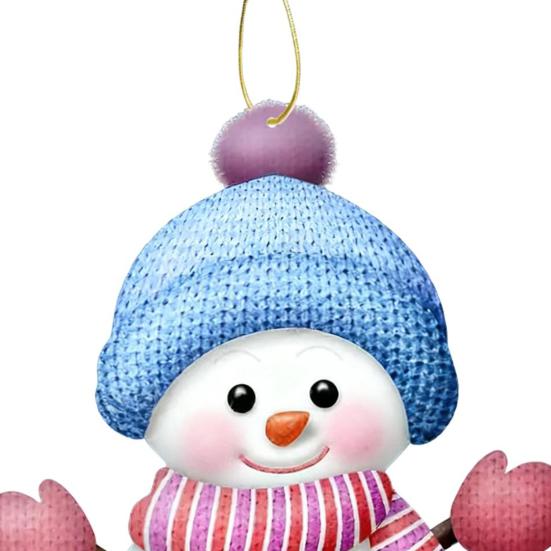 7 Pcs Snowman Christmas Ornament Personalized Family Name Acrylic Snowman Christmas Hanging Decoration for Xmas Tree Holiday Party Decor