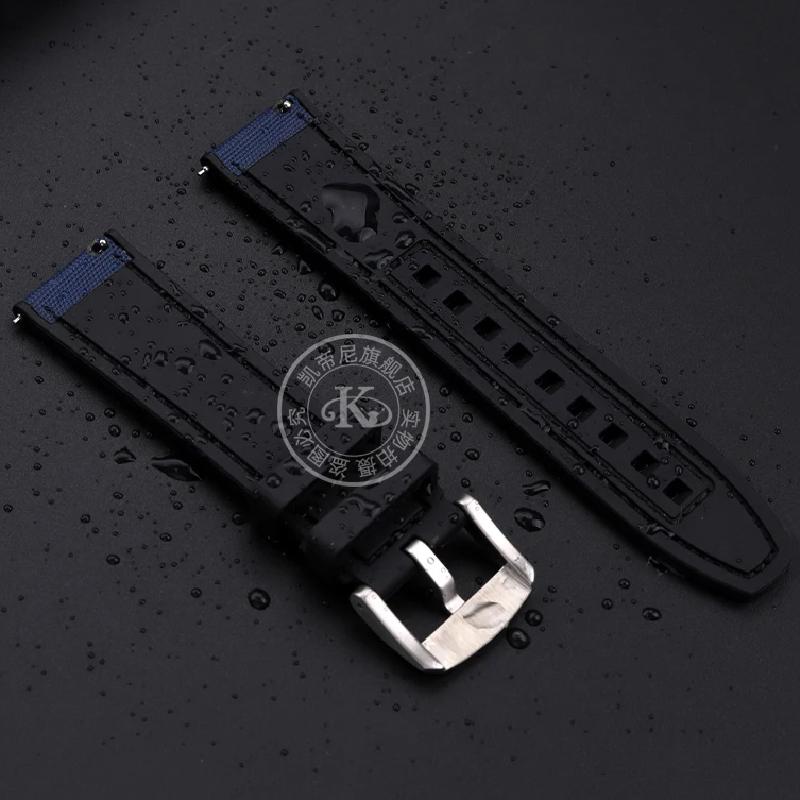 New Design Hybrid FKM Watch Strap for Mido Helmsman M005 M038.431 M038431a Quick Release Canvas Nylon Watchband Bracelet 22mm