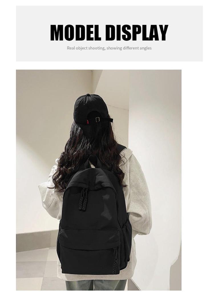 Korean-Style Lightweight Backpack for Girls: Large Capacity, Simple & Casual Design for Junior High & High School Students