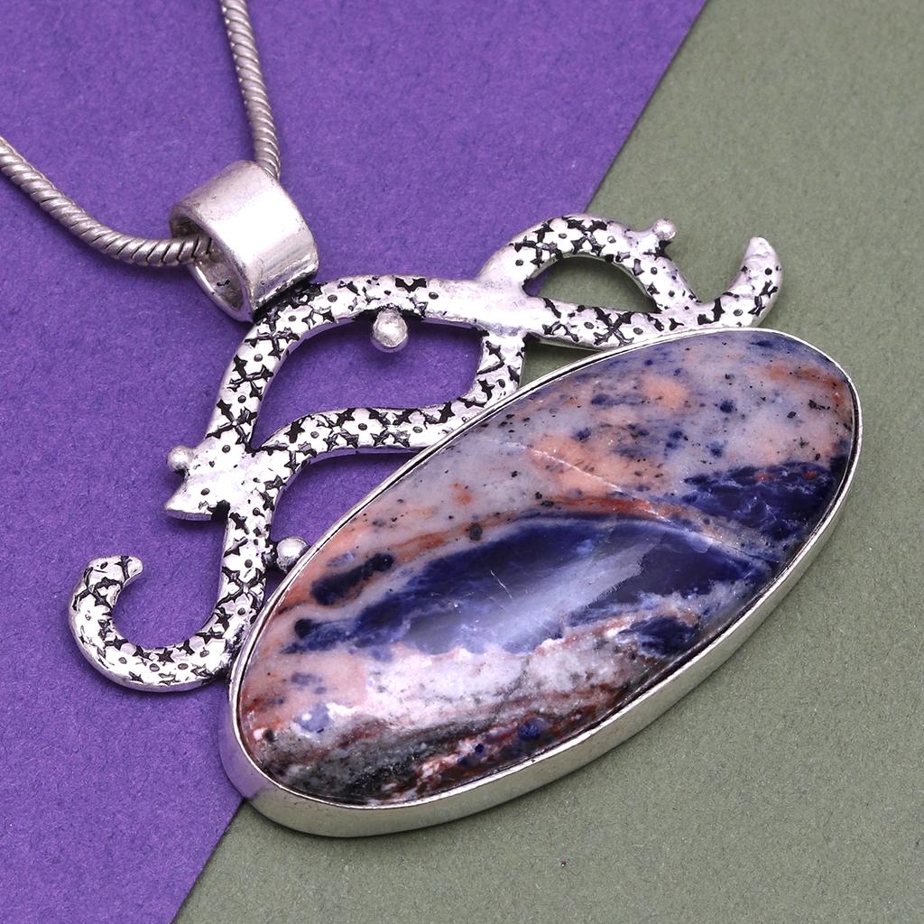 Anhänger Sodalith Silber Edelstein Schmuck Handarbeit vergoldet Sterling Natur