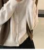 Korean Style Women's Wool Cardigan Sweater - Solid Color, Long Sleeve, Round Neck, Short Length.