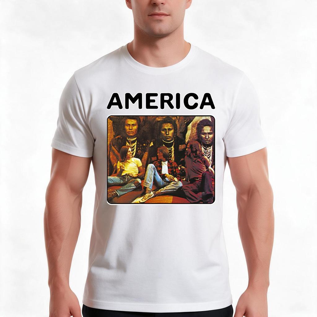 Retro America Band Rock Gift For Fans TShirt Summer Casual Cotton Tee Oversized Streetwear Tops Vintage Graphic Print