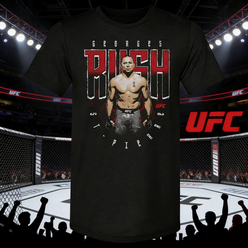 2026 Sommer UFC Georges StPierre Kampf Grafik T-Shirt Damen Sport Baumwolle Kurzarm Locker Freizeit Fitness Shirt Unisex