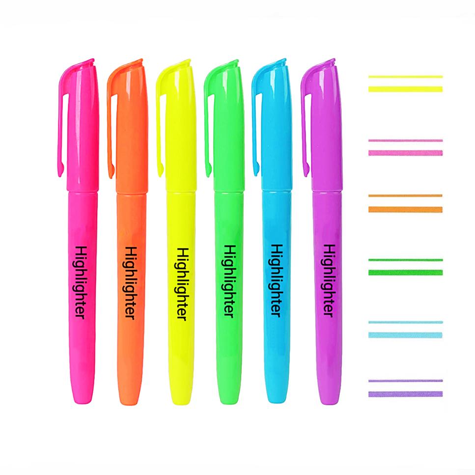 

6/12/24/30Pcs Chisel Tip Highlighter Pens Set Colorful Fluorescent Markers Quick Dry No Bleed Highlighters For School Office Stationery 6pcs