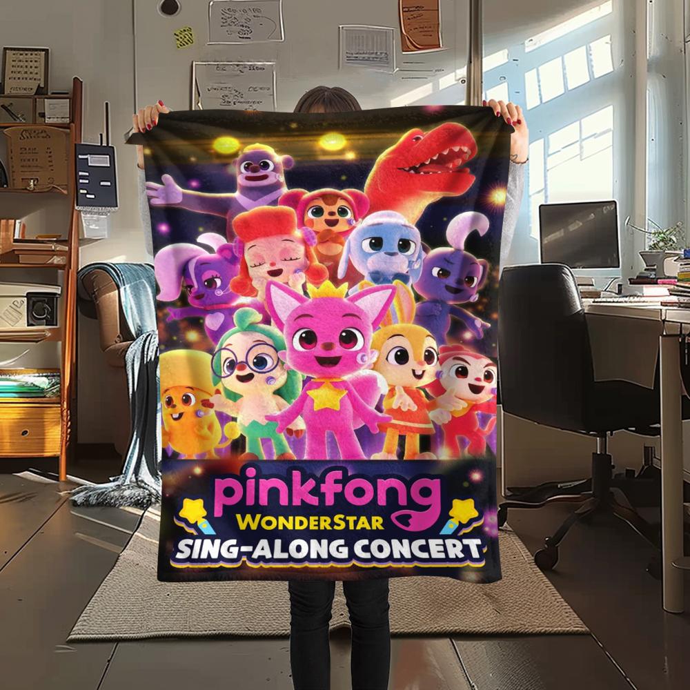 1PC Pinkfong Print Flannel Blanket, High Quality Comfortable for All Seasons, Home Decor, Warmth and Comfort, Perfect for Christmas Gifts112