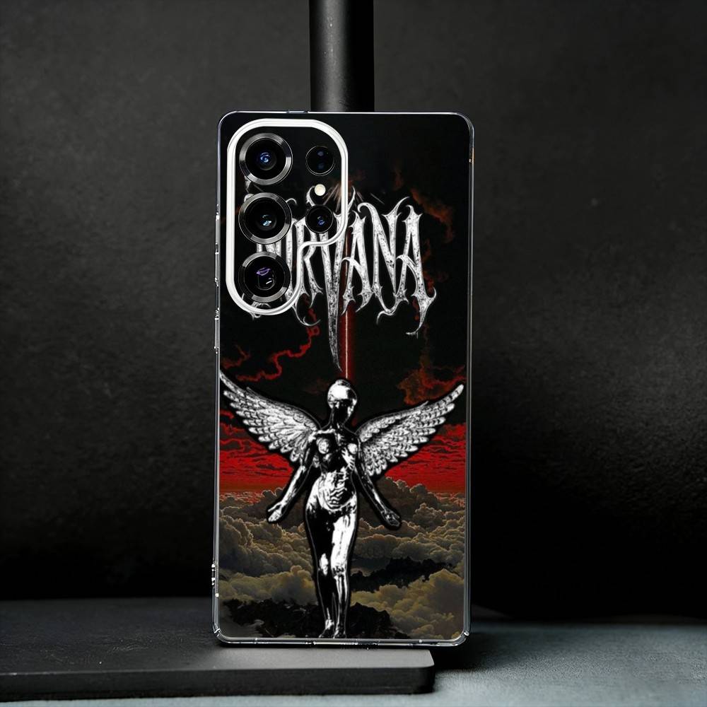 K-Kurt N-Nirvana C-Cobain Phone Case For Samsung S25,S24,S21,S22,S23,S30,Ultra,S20,Plus,Fe,Note,10,9,5G Transparent Cover