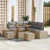 8-piece Garden Sofa Set with Cushions Beige Poly Rattan Acacia 3362787