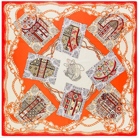 130cm*130cm  Luxury Brand Jug Poker Chain Print Silk Scarf For Women Headband,New Twill Large Square Scarves Female Shawls