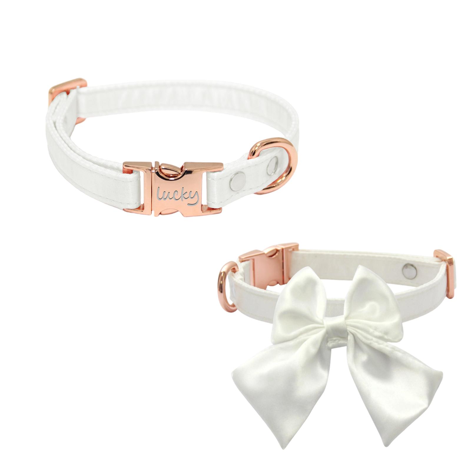 

Personalized Event Detachable Bow Accessory Elegant Satin Pet Collar XS білий