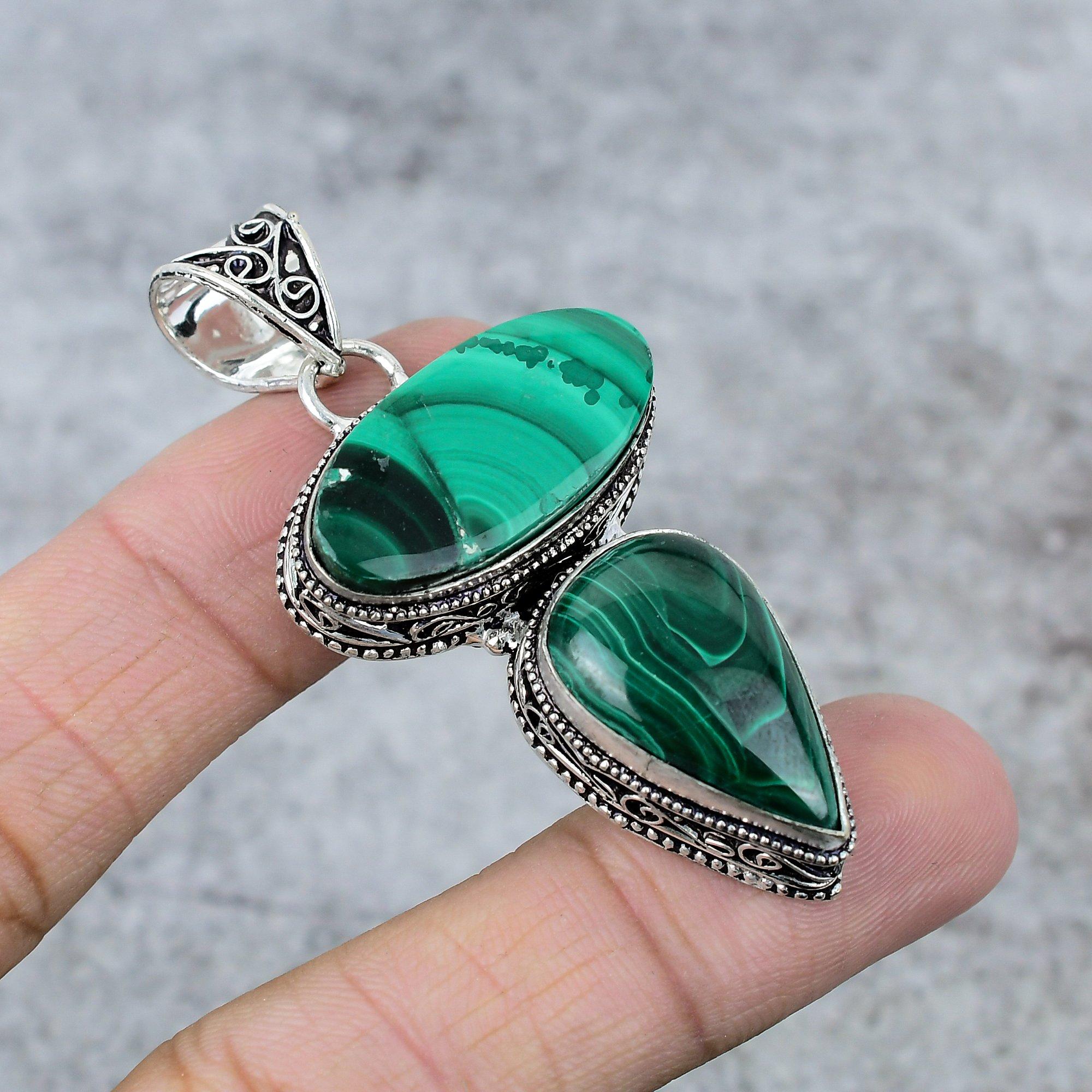 

Malachite Gemstone Handmade 925 Steling Silver Jewelry Pendant 2.64 M-252