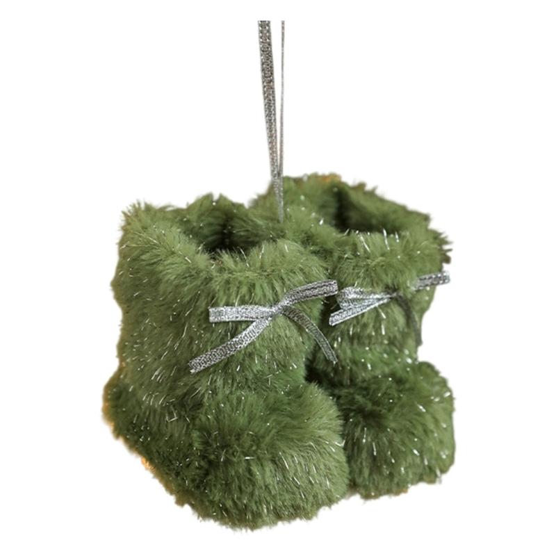 

Plush Christmas Boot Keychains Decoration For Holiday Tree And Home Festival Parties Accessories зелёный